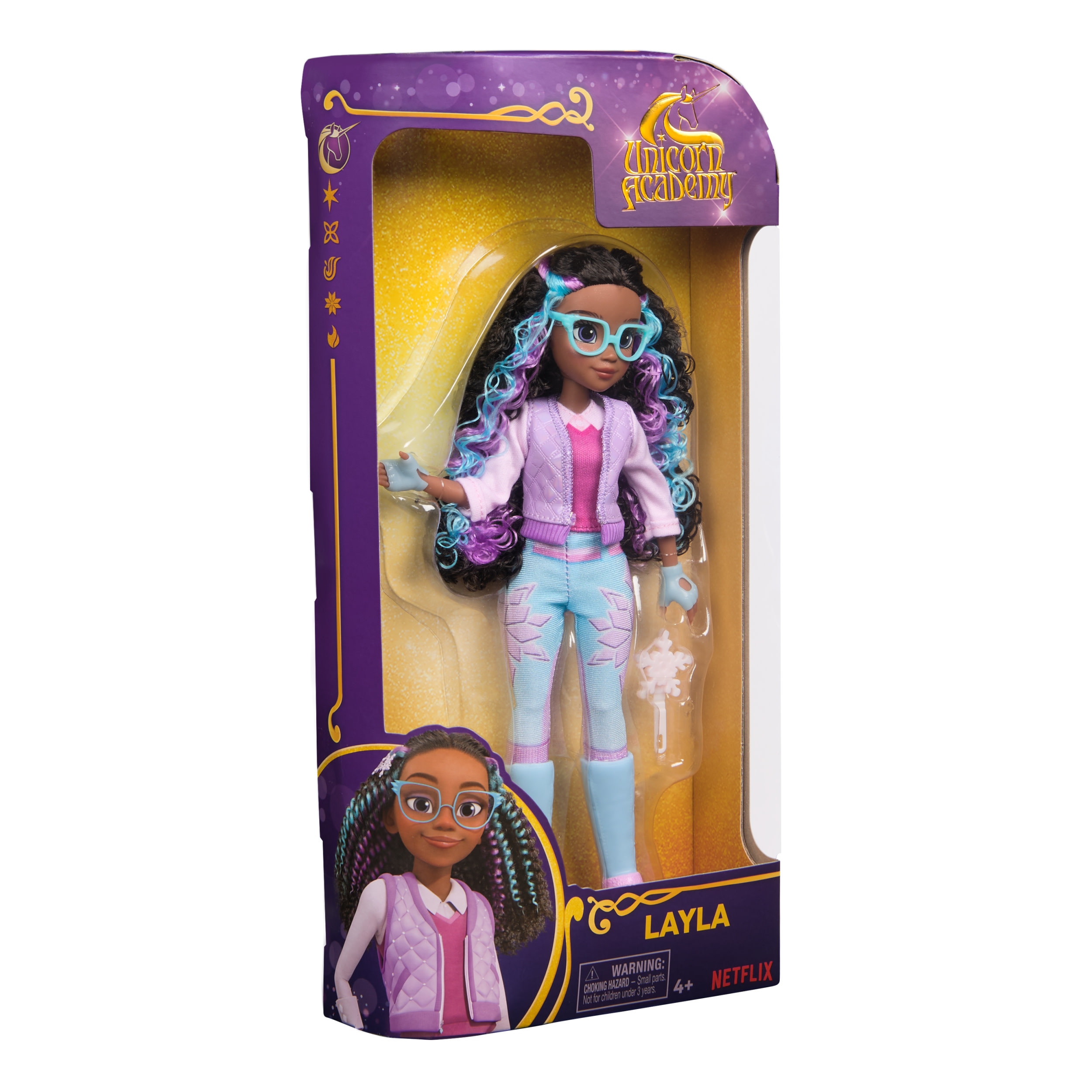 VEĽKÁ BÁBIKA LAYLA Z AKADÉMIE JEDNOROŽCA 24 CM + PRÍSLUŠENSTVO Z AKADÉMIE JEDNOROŽCA